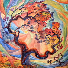 OlgaIvkinArt Heart Tree 16x20 egg tempera on canvas sold