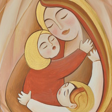 w "Family. Mother and children" 24x18 acrylic, canvasl. Framed