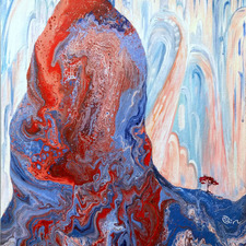 Olga Ivkin c Church on Heaven Church on Earth blue 18"x24" Flowing Acrylic