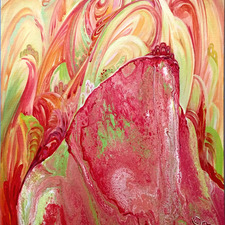 Olga Ivkin Church on Heaven Church On Earth 18"x24" Flowing Acrylic